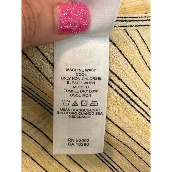 Liz Claiborne yellow striped sleeveless semi sheer blouse size 6 - Picture 5 of 10